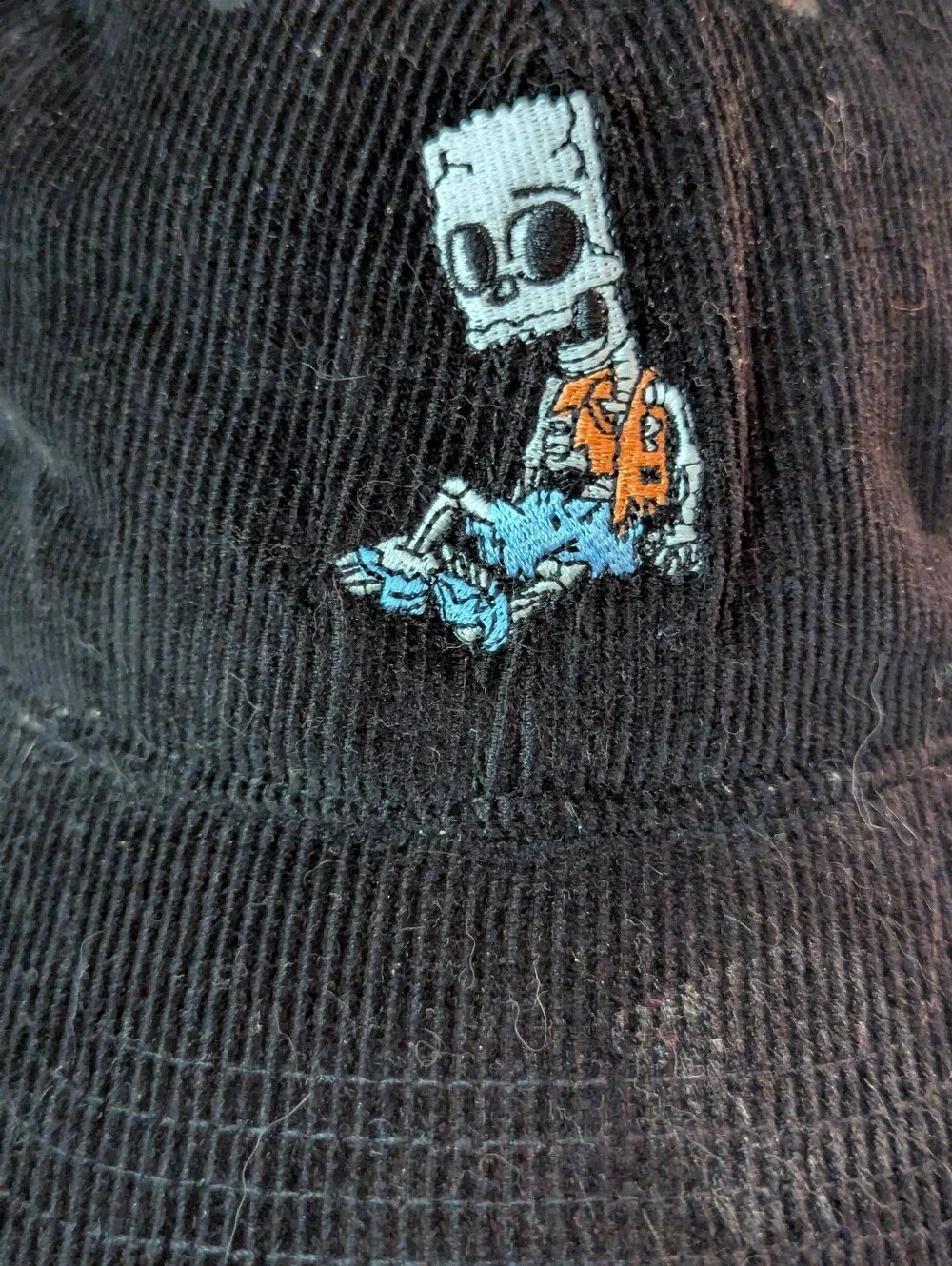 The Simpsons Skeleton Bart Hat Cap Black Corduroy By Mad Engine